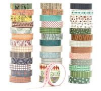 Songdao 40 Rolls Thin Basic Washi Tape Set Cute Printed Patterns Masking Skinny Creative Decorative Tapes for Arts, DIY Crafts, Journals, Planners, Scrapbook, Wrapping (Retroism 2)