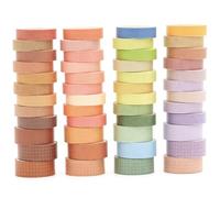 Songdao 48 Rolls Solid Colors Washi Tape Pack Pastel Colored Arts Adhesive Tapes Basic Decorative Masking Tape Sets for Craft, Kids, Scrapbook, DIY, Gift Wrapping (Warm)