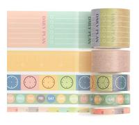 Songdao 5 Rolls Schedule Washi Tape Set Calendar Arts Adhesive Tapes Timelines Decorative Masking Tape Sets for Craft, Kids, Scrapbook, DIY, Gift Wrapping (Time Flies)