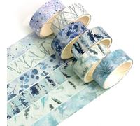 Songdao 6 Rolls Floral Gold Washi Tape Set Silver Foil Masking Tape Decorative for Arts, DIY Crafts, Bullet Journal Supplies, Planners, Scrapbook, Card/Gift Wrapping (Mystic Petals)