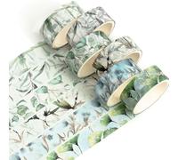 Songdao 6 Rolls Floral Gold Washi Tape Set Silver Foil Masking Tape Decorative for Arts, DIY Crafts, Bullet Journal Supplies, Planners, Scrapbook, Card/Gift Wrapping (Botanical Whisper)