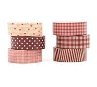 Songdao 6 Rolls Plaid Washi Tape Set, Grid Pattern Masking Tape Classic Checkered Design Decorative for DIY Crafts, Bullet Journal Supplies, Planners, Scrapbook, Card/Gift Wrapping (Red)