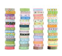 Songdao 60 Rolls Cute Washi Tape Pack Basic Mini Adhesive Tapes Stars, Plaids, Florals, Grids & Dots Patterns Decorative Masking Tape Sets for Craft, Kids, Scrapbook, DIY, Gift Wrapping (Kawaii)