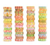 Songdao 60 Rolls Cute Washi Tape Pack Basic Mini Adhesive Tapes Stars, Plaids, Florals, Grids & Dots Patterns Decorative Masking Tape Sets for Craft, Kids, Scrapbook, DIY, Gift Wrapping (Fruits)