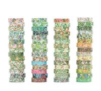 Songdao 60 Rolls Cute Washi Tape Pack Basic Mini Adhesive Tapes Stars, Plaids, Florals, Grids & Dots Patterns Decorative Masking Tape Sets for Craft, Kids, Scrapbook, DIY, Gift Wrapping (Tropics)
