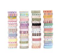 Songdao 60 Rolls Thin Washi Tape Pack Basic Mini Adhesive Tapes Stars, Plaids, Florals, Grids & Dots Patterns Decorative Masking Tape Sets for Craft, Kids, Scrapbook, DIY, Gift Wrapping