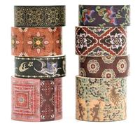 Songdao 8 Rolls Retro Washi Tape Set Vintage Arts Adhesive Tapes Wide Painting Patterned Decorative Masking Tape Sets for Craft, Kids, Scrapbook, DIY, Gift Wrapping (Dunhuang)