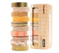 Songdao Fantasy Washi Tape Set - 10 Rolls Basic Patterns Adhesive Tapes Texture Arts Decorative Masking Tape Sets for Craft, Kids, Scrapbook, DIY, Gift Wrapping (Style 5)