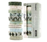 Songdao Fantasy Washi Tape Set - 10 Rolls Basic Patterns Adhesive Tapes Texture Arts Decorative Masking Tape Sets for Craft, Kids, Scrapbook, DIY, Gift Wrapping (Style 2)