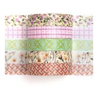 Songdao Fantasy Washi Tape Set - 5 Rolls Texture Arts Adhesive Tapes Basic Patterns Decorative Masking Tape Sets for Craft, Kids, Scrapbook, DIY, Gift Wrapping (7-Floral Breeze)