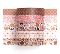 Songdao Fantasy Washi Tape Set - 5 Rolls Texture Arts Adhesive Tapes Basic Patterns Decorative Masking Tape Sets for Craft, Kids, Scrapbook, DIY, Gift Wrapping (8-Autumn Floral)