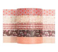 Songdao Fantasy Washi Tape Set - 5 Rolls Texture Arts Adhesive Tapes Basic Patterns Decorative Masking Tape Sets for Craft, Kids, Scrapbook, DIY, Gift Wrapping (5-Rustic Warmth)