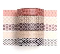 Songdao Fantasy Washi Tape Set - 5 Rolls Texture Arts Adhesive Tapes Basic Patterns Decorative Masking Tape Sets for Craft, Kids, Scrapbook, DIY, Gift Wrapping (10-Modern Mosaic)