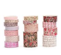 Songdao Floral Washi Tape Set - 15 Rolls Blossom Arts Adhesive Tapes Flowers Garden Decorative Masking Tape Sets for Craft, Kids, Scrapbook, DIY, Gift Wrapping (4-Rose Garden Poetry)