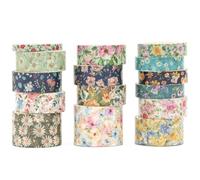 Songdao Floral Washi Tape Set, 15 Rolls Flowers Arts Adhesive Tapes Garden Blooms Decorative Masking Tape Sets for Craft, Kids, Scrapbook, DIY, Gift Wrloapping (1-Spring Meadow)