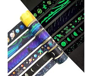 Songdao Luminous Galaxy Washi Tape Set Space Glow in The Dark Masking Tape Decorative for Arts, DIY Crafts, Journal Supplies, Planners, Scrapbook, Card/Gift Wrapping