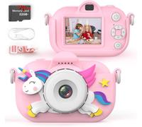 Songdian Kids Camera with Cartoon Soft Cover Best Chritmas Birthday Festival Gift for Kids-pink