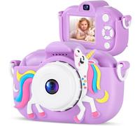Songdian Kids Camera with Cartoon Soft Cover Best Chritmas Birthday Festival Gift for Kids-purple