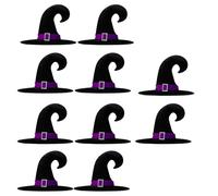 Songelt 10pcs Velvets Witch Hat Collection For Halloween Festivities Unisex Wizard Headgears Handmade Headwears Accessory Halloween Party Supplies