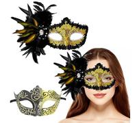 Songelt 2 Pcs Masquerade Half Face Venetians Halloween Costume Mardi Gras For Party