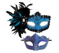 Songelt 2 Pcs Masquerade Half Face Venetians Halloween Costume Mardi Gras For Party