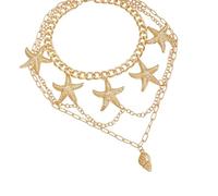 Songelt 2pc Intricate Sea Star Conch Design Necklace Lightweight Jewelry Piece For Seaside Vacation Casual Wear Accessory Conch Necklace