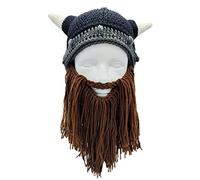 Songelt 2x Parent-Child Funny Hat With Beard Warm Beard Horn Hat Mustache For Halloween Christmas Cosplay Knitted Caps For Men Women Girls Fringe Baby Boy Cap Girl Flower With Ear Flaps Men
