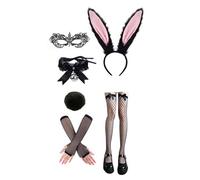 Songelt 6/7Pcs Women's Bunnies Costume Accessories Set Rabbits Ears Headband Bowtie Collar Cuffs Rabbits Tail For Easter Party Costume Set Easter Animal Bunnies Dress Up Outfits