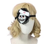 Songelt Adjustable Eye Dark Halloween Costumes Cosplay Punk Party Black Lace Eye With Skull Design For Women Men Lace Blindfold Masquerade For Women Men