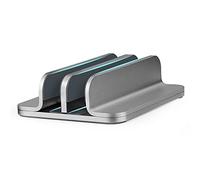 Songelt Adjustable Metal Vertical Laptop Stand Desktop Stand Adjustable Laptop Holder With 2 Slots For All Laptops Phone Holder For Hands Free
