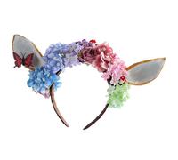 Songelt Adjustable Punk Flower Hairband With Realistic Deer Ears Headbands Hair Accessory For Cosplays Festival Event Gothic Floral Antler Headpiece Festival Accessory