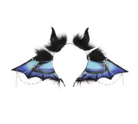 Songelt Anime Headband Furry Crucifixs Bat Wing Hairhoop Halloween Dressingup Hairband Costume Props Masquerade Outfit Headwear Women Party Props