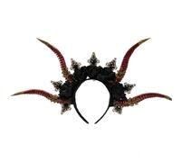 Songelt AntelopeHorn Headband For Adult Cosplay Costume Devil Horn Flower Hairhoop Halloween Party Tiaras Fringed Hairpieces Women Hairband