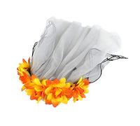 Songelt Artificial Flower Halloween Wreath Headband Mesh Ribbon Veil Anime Festival Hair Hoop Day Of The Dead Headpiece Carnival