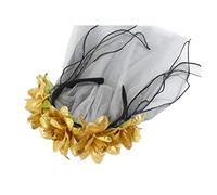 Songelt Artificial Flower Halloween Wreath Headband Mesh Ribbon Veil Anime Festival Hair Hoop Day Of The Dead Headpiece Carnival