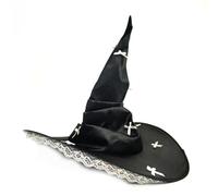 Songelt Bendable Punk Witch Hat With Lace Trim Design And Bowknot Decors For Halloween Costume Roleplay Dressingup Headwear Costume Hat For Women