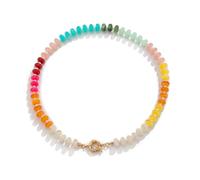 Songelt Bright Rainbow Acrylic Bead Necklace Stylish Portable Accessory Ideal For Friend Family Occasions Colorful Everyday Fashion Accessory