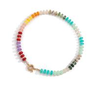 Songelt Bright Rainbow Acrylic Bead Necklace Stylish Portable Accessory Ideal For Friend Family Occasions Colorful Everyday Fashion Accessory