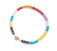 Songelt Bright Rainbow Acrylic Bead Necklace Stylish Portable Accessory Ideal For Friend Family Occasions Colorful Everyday Fashion Accessory