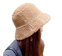 Songelt Casual All-match Basin Hat Warm Pearls Fisherman Hat Windproof Winter Adult For Halloween Party Gathering Plush Fisherman For Men Big Head Men Greek Adjustable Black Women Black Kids