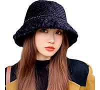 Songelt Casual All-match Basin Hat Warm Pearls Fisherman Hat Windproof Winter Adult For Halloween Party Gathering Plush Fisherman For Men Big Head Men Greek Adjustable Black Women Black Kids