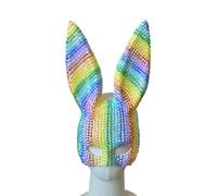 Songelt Colorful Rhinestones Masquerade Long Bunnies Ear Disco Party For Men Women Halloween Masquerade Dress Up Rhinestones