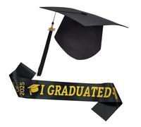 Songelt Commemorative 2025 Graduation Set Adjustable Bachelors Hat With Sash And Medallions For University Ceremonies Photo Fabric Graduation Hat With Medals