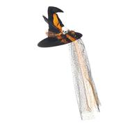 Songelt Cool Witch Hat Veil Tulle For Women Men Teenagers For Halloween Party Sequins Skull Retro Wizard Cosplay Wizard Hat Men