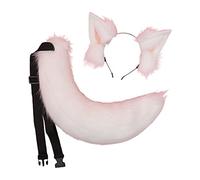 Songelt Cosplay Furry Animal Dog Ears Hair Hoop Tail Set Costume Long Headpiece For Halloween Party Decoration Furry Animal Ears Headband With Tail