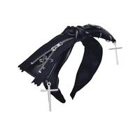Songelt Crossed Pendant PU Headband Japanese Styles Hairhoop Bowknot Hairband For Female Teens 2000s Punk Anime Costume Accessory Punk Hair Accessories