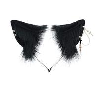Songelt Cute Anime Cosplay Headband Girls Furry For Ears Hairhoop For Fancy Party Costume Halloween Party Props Black Cosplay Hair Band Artificial Plush Hairhoop Girl Hair Accessories Face