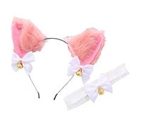 Songelt Cute Girls For Ears Bells Headwear Accessories Necklace With Bow Furry Hair Hoop For Cosplay Costume Props Headband Collar With Bow