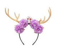 Songelt Deer Horn Flower Skull Headband Cosplay Headwear Halloween Party Wear Antler Hair Band Gothic Headpiece Party Supplies Deer Horns Headband Carnival Props
