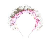 Songelt Delicate Headband Elegant Colorful Bowknot Pleated Laces Hair Hoop Party Headpiece Cosplay Costume Props For Women Headband Maid White Color Pleated Lace Headbands For Women Gothic With